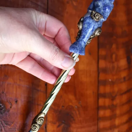 Mermaid gemstone magic wand, Sodalite and Lapis Lazuli gemstone wand, Mermaid magic gifts.