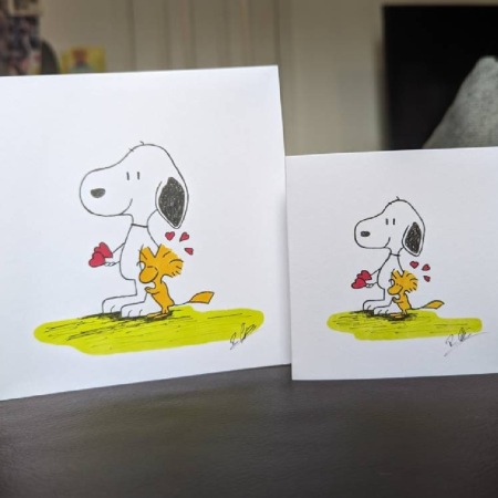 Hand drawn Snoopy and Woodstock Inspired card