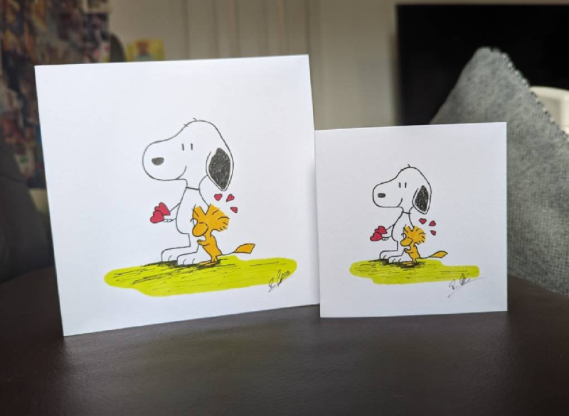 Hand drawn Snoopy and Woodstock Inspired card