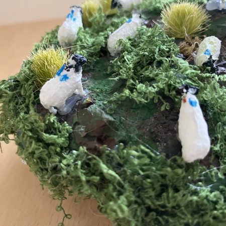 "The Grazing Sheep" on Wooden Stand Ornament - Image 4