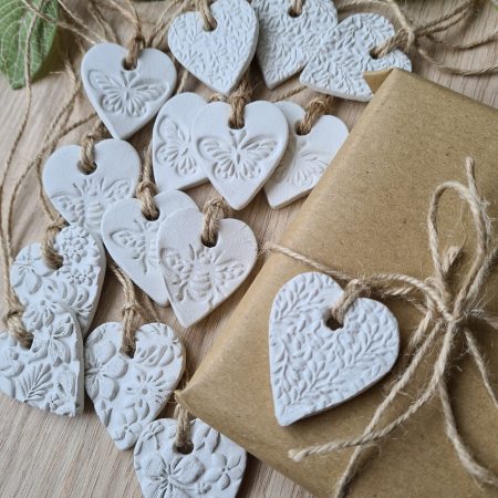 Clay gift tags party or wedding favours handmade choice of designs