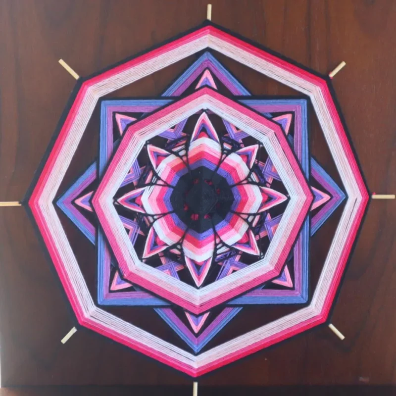 Ojos de Dios 'Midnight Petals'/ Handcrafted mandala / Birthday gift/ Spiritual present/ Wall art