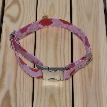 Pink Love Hearts Fabric Dog Collar | 2 Sizes