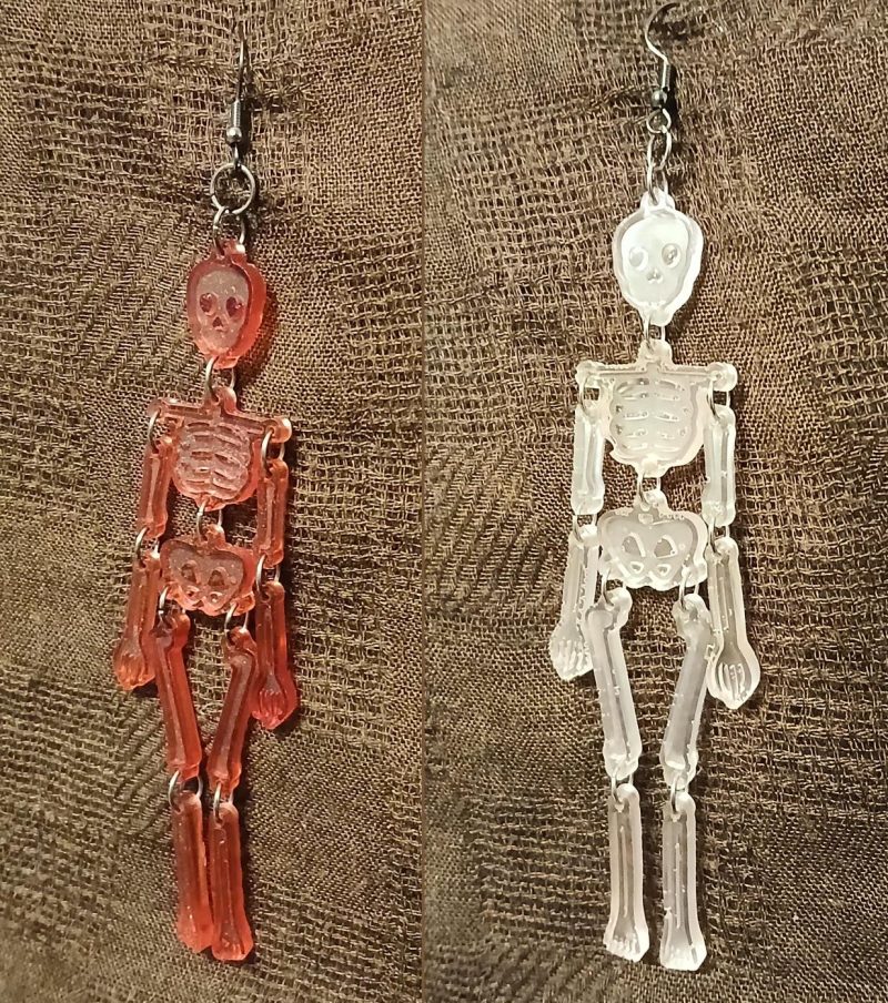 SkeleFun Earrings | crystal gemstone effect | resin | skeleton