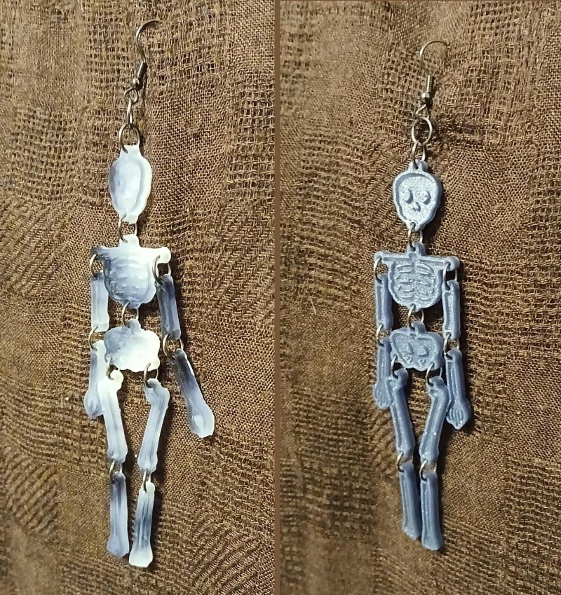 SkeleFun Earrings | crystal gemstone effect | resin | skeleton