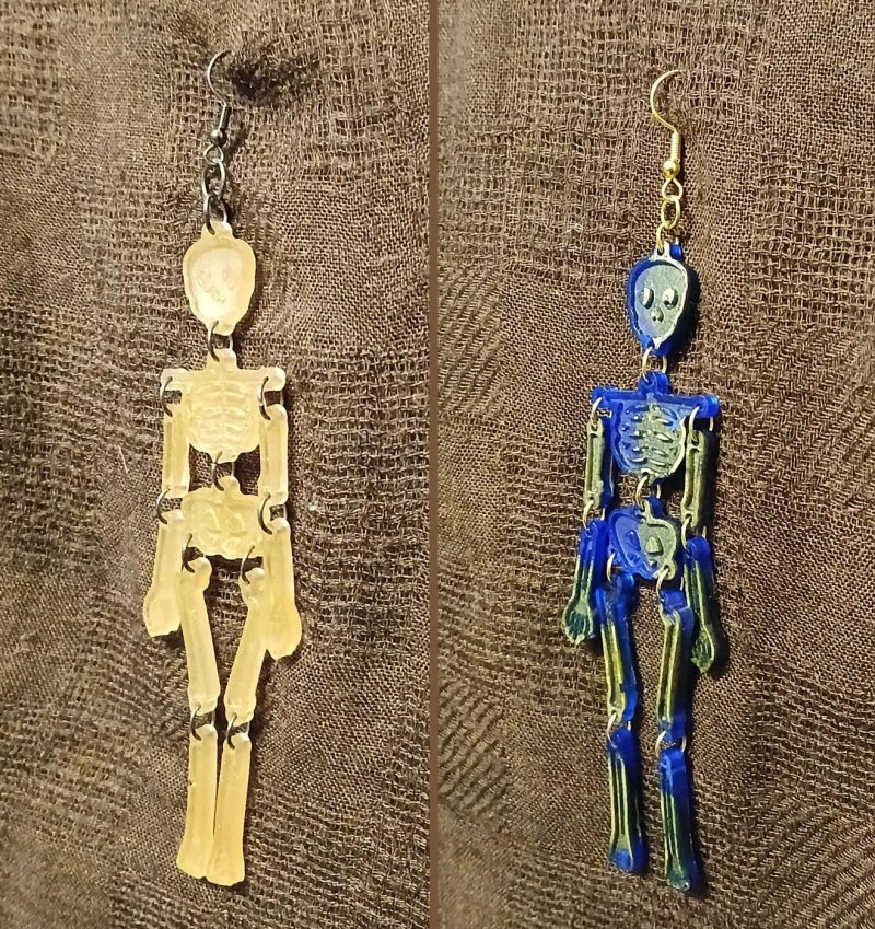 SkeleFun Earrings | crystal gemstone effect | resin | skeleton