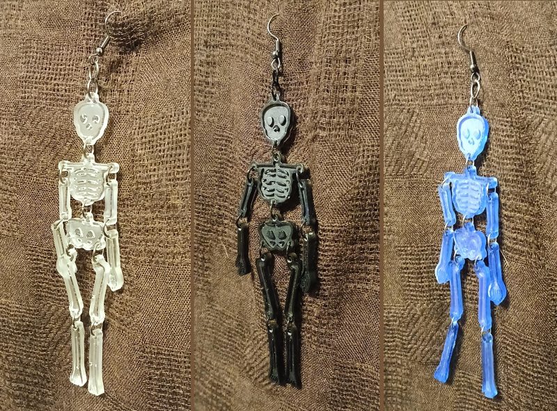 SkeleFun Earrings | crystal gemstone effect | resin | skeleton