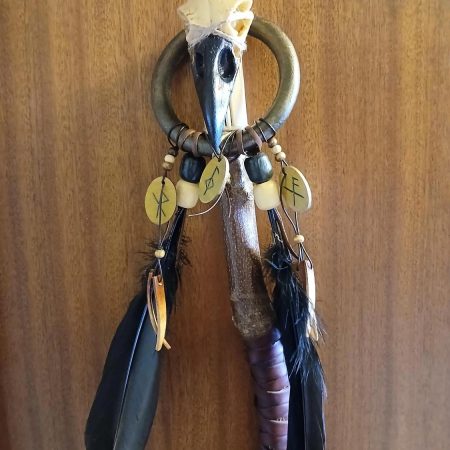 Ragged Raven - handmade walking stick | raven skull | bind runes | LARP, Cosplay, theatre