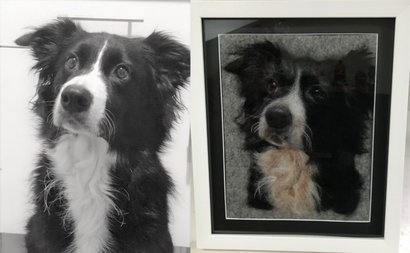 Needle felted pet portrait commission