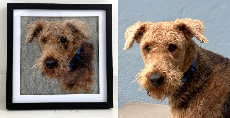 Needle felted pet portrait commission
