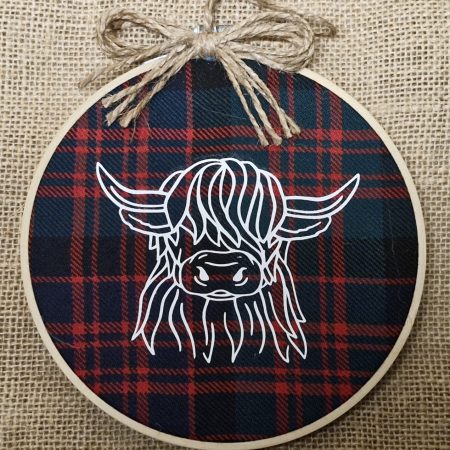 Highland cow tartan hanging decoration