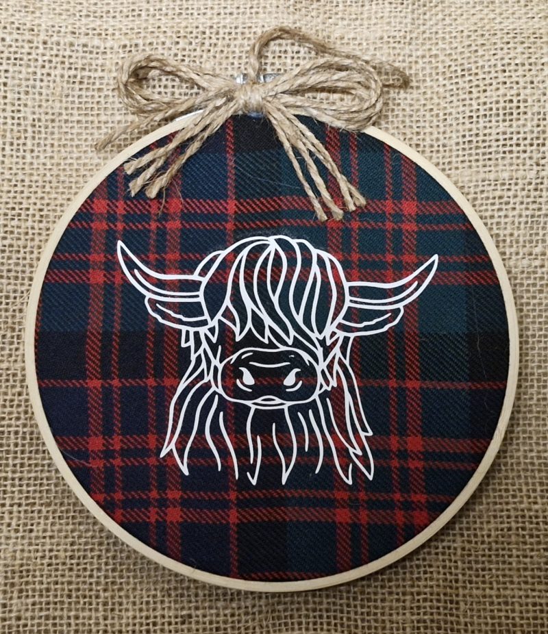 Highland cow tartan hanging decoration