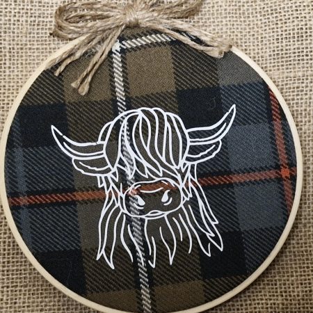 Highland cow tartan hanging decoration