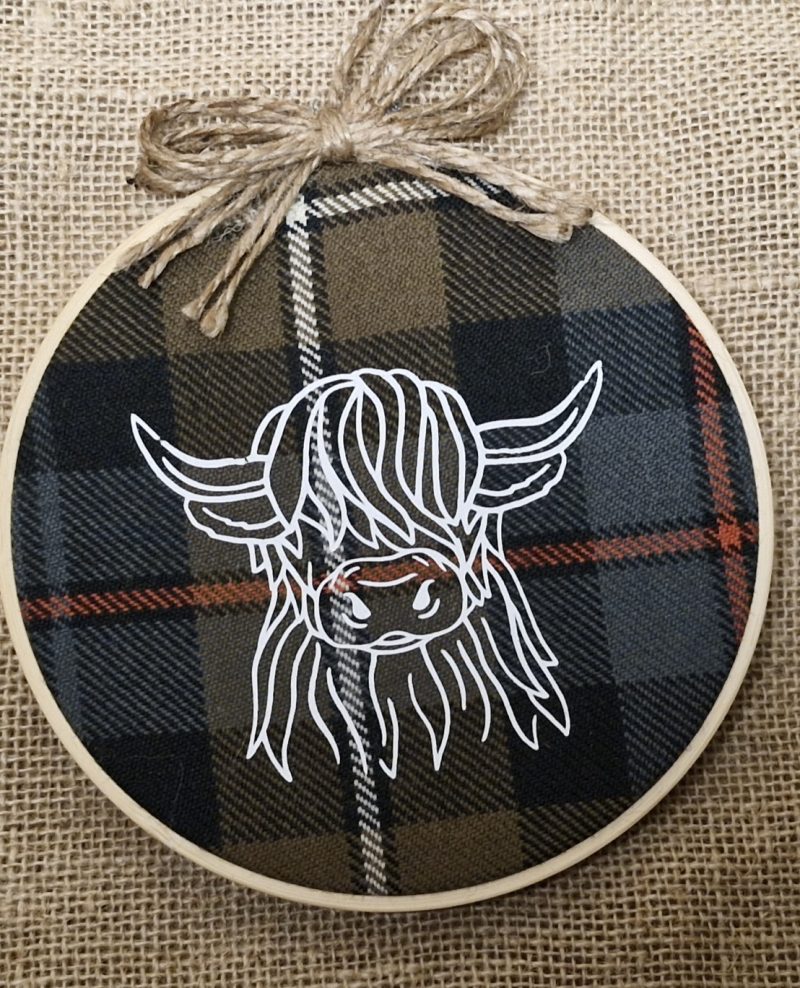 Highland cow tartan hanging decoration