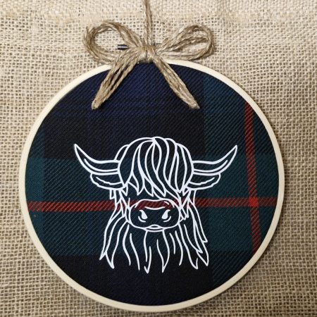 Highland cow tartan hanging decoration