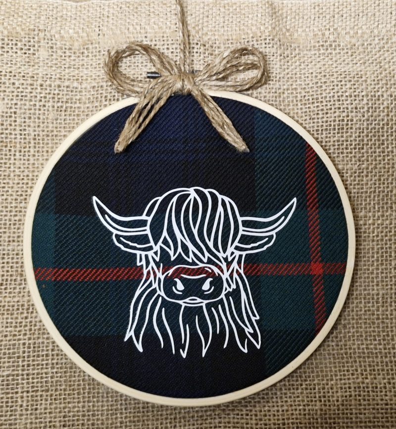 Highland cow tartan hanging decoration
