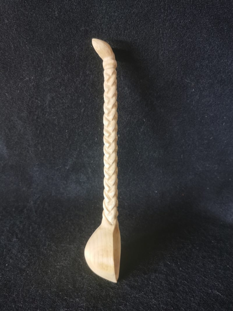 Hand Carved Large Plaited Spoon made from Lime Wood