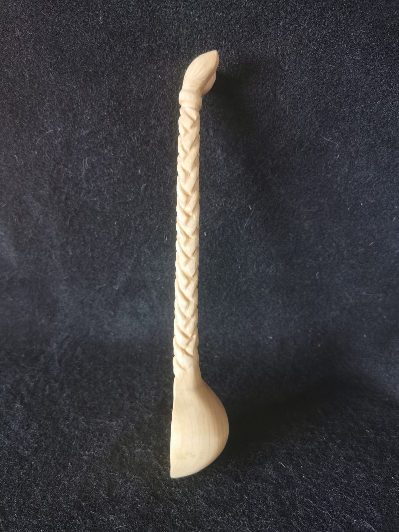 Hand Carved Large Plaited Spoon made from Lime Wood