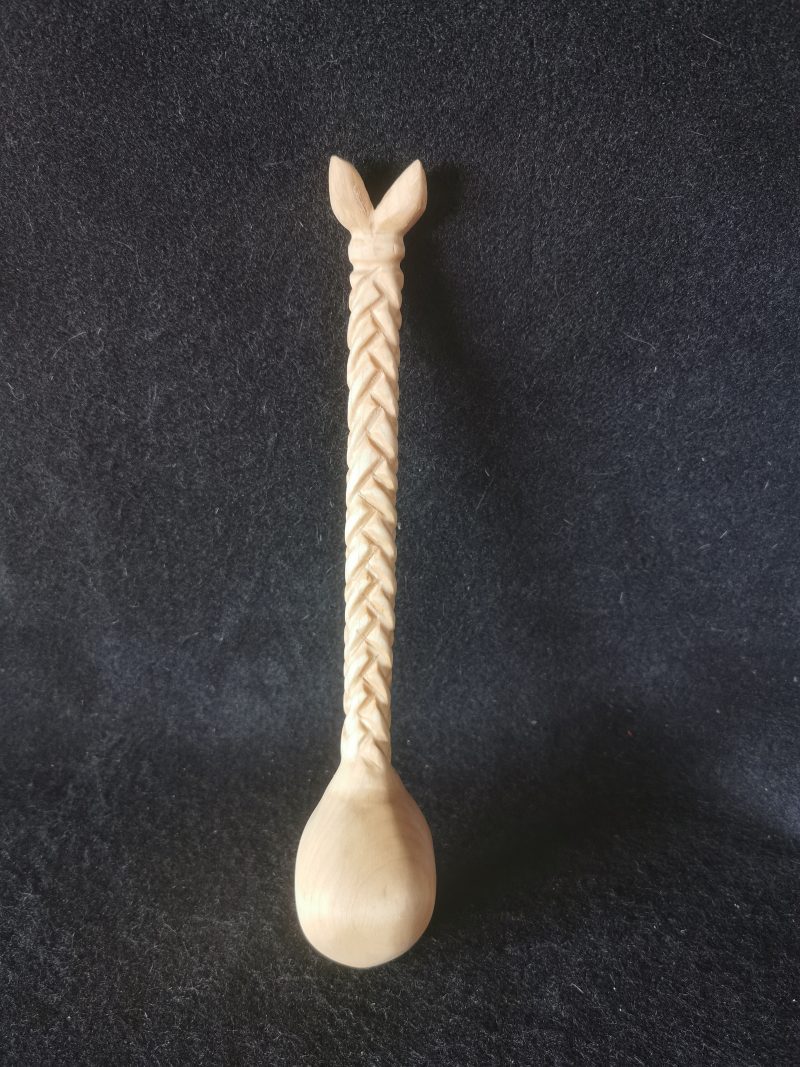 Hand Carved Large Plaited Spoon made from Lime Wood