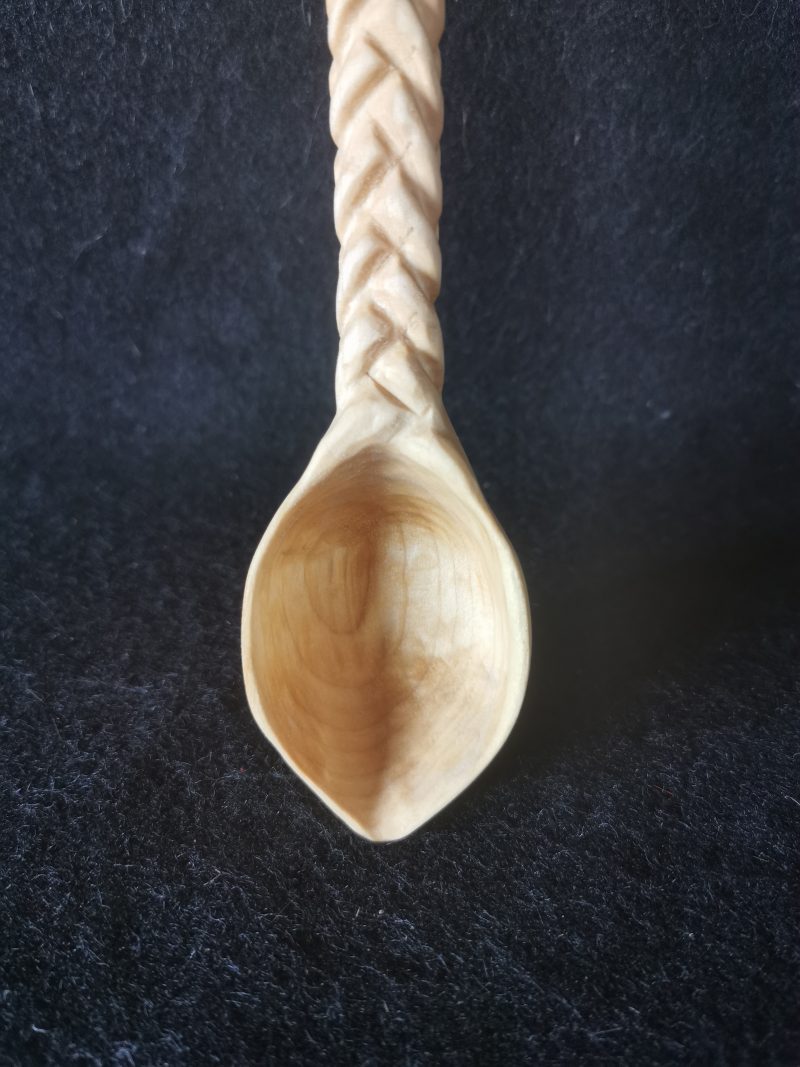 Hand Carved Large Plaited Spoon made from Lime Wood