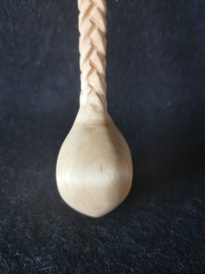 Hand Carved Large Plaited Spoon made from Lime Wood