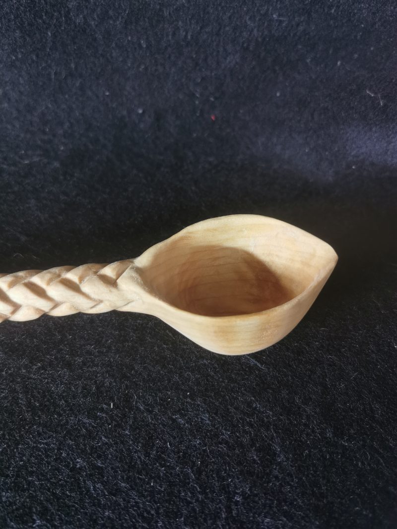 Hand Carved Large Plaited Spoon made from Lime Wood