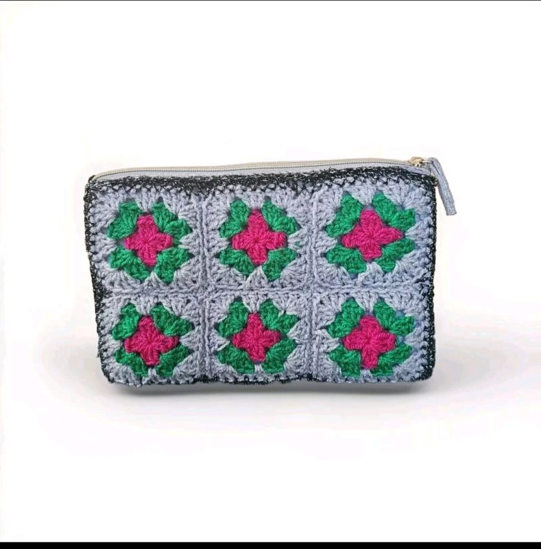 Handmade Book Case, Pouch, Kindle Tablet Pouch Padded Protector Handmade, granny square design