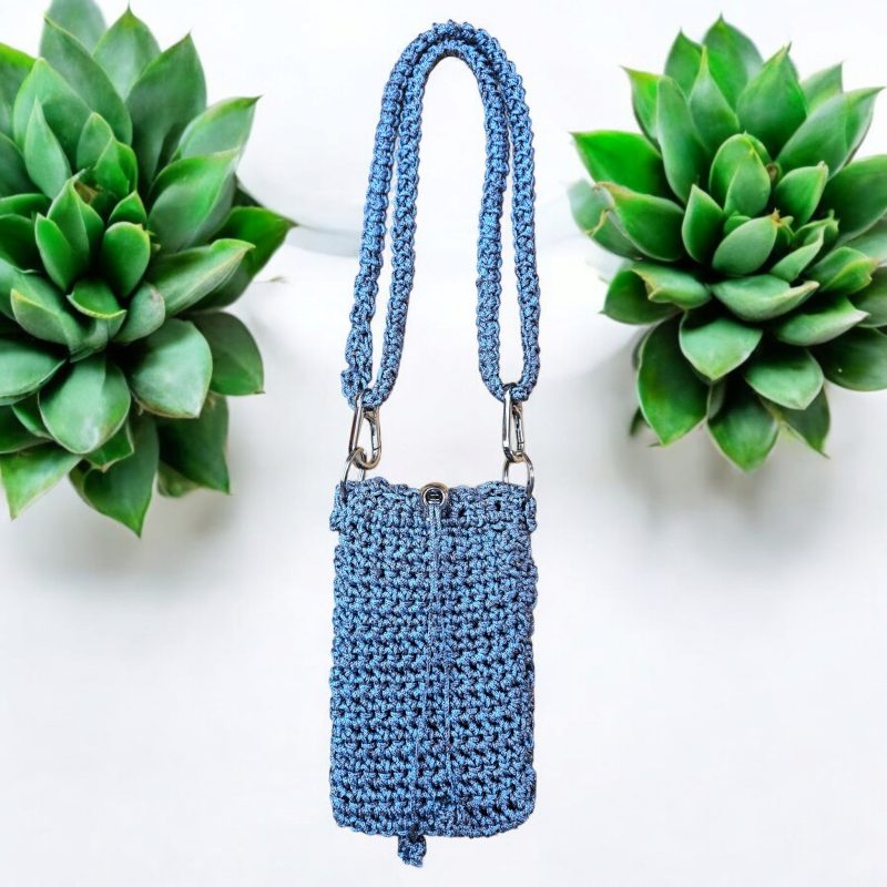 Crochet Pattern Mobile phone crossbody bag drawstring closure. Easy crochet Pattern.l Crochet Phone