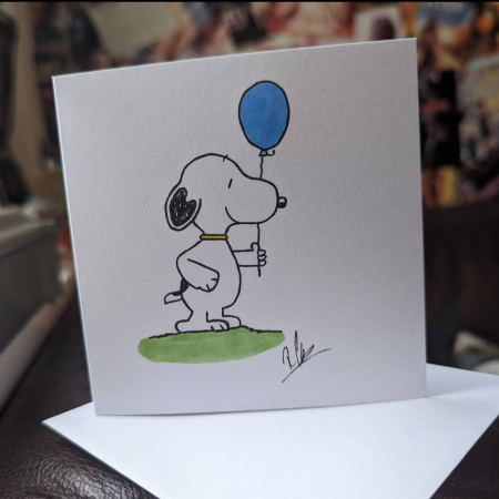 Hand drawn Snoopy inspired Birthday card