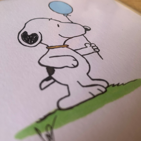 Hand drawn Snoopy inspired Birthday card