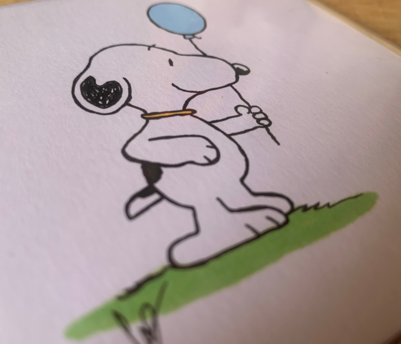 Hand drawn Snoopy inspired Birthday card