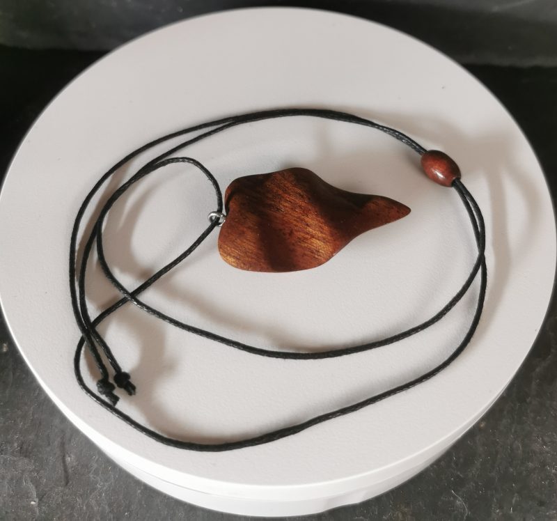 Hand Carved Sapele Mahogany Wooden Pear Leaf Necklace