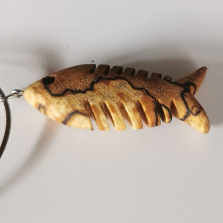 Hand Carved Spalted Beech Wooden Fish Necklace