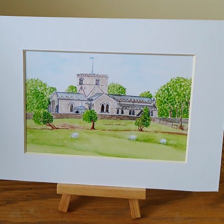 St Oswald's Church, Filey . Print of an original landscape watercolour, 8x6" framed or unframed