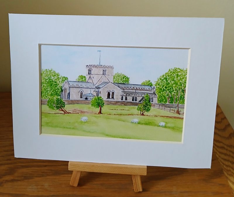 St Oswald's Church, Filey . Print of an original landscape watercolour, 8x6" framed or unframed