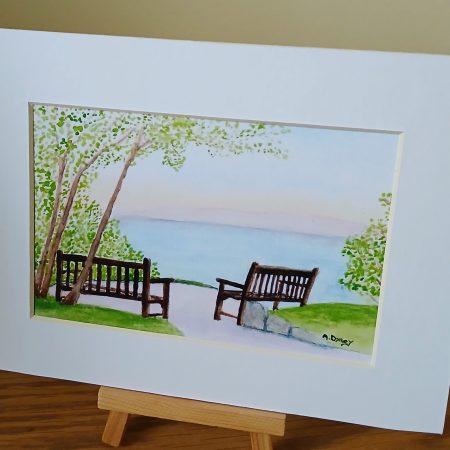 Relaxing View from Glen Gardens, Filey . Print of an original landscape watercolour Filey print