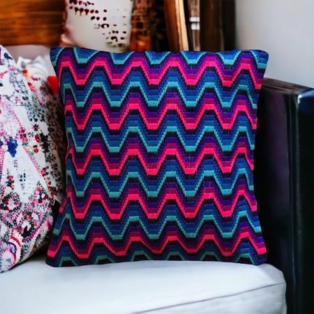 Retro style funky needlepoint cushion