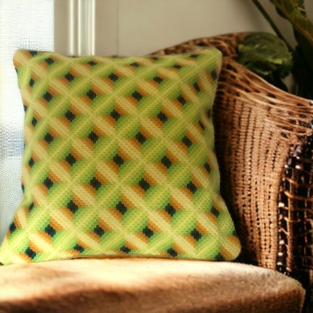 Contemporary Bargello Needlepoint cushion in fresh, crisp colours