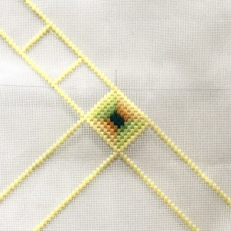 Contemporary Bargello Needlepoint cushion in fresh, crisp colours