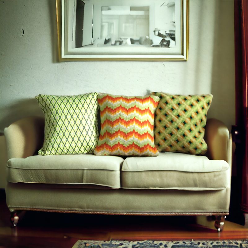 Contemporary Bargello Needlepoint cushion in fresh, crisp colours