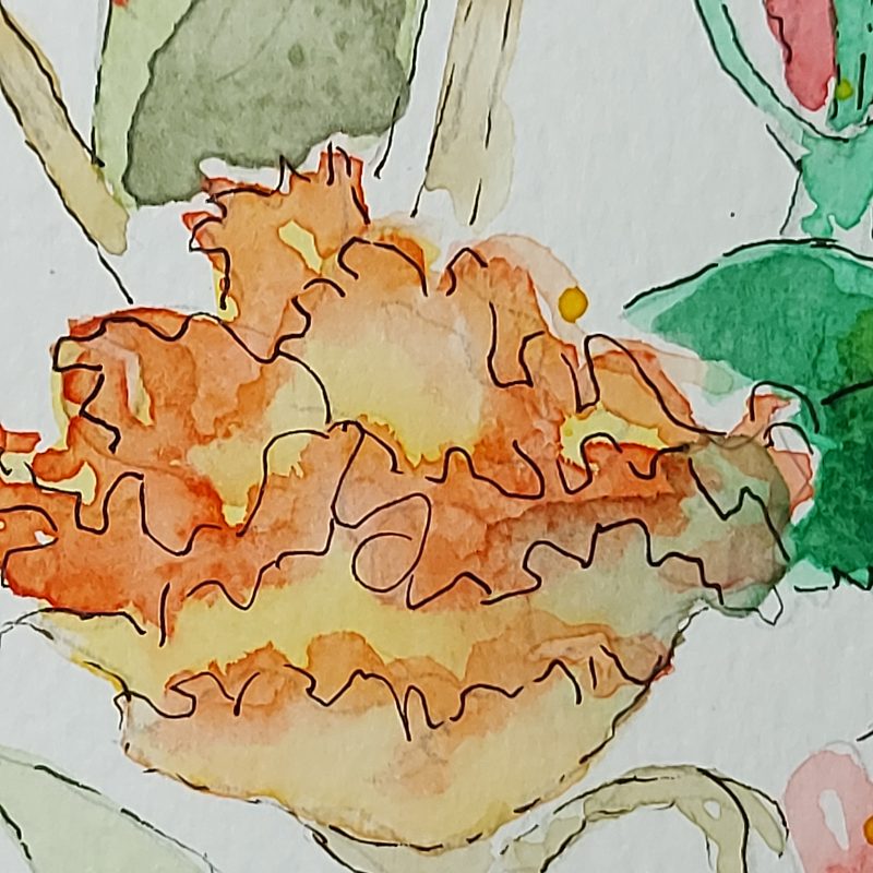 Floral bunch, mountable painting, 7x8 in