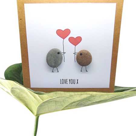 Love You Pebble Art Card