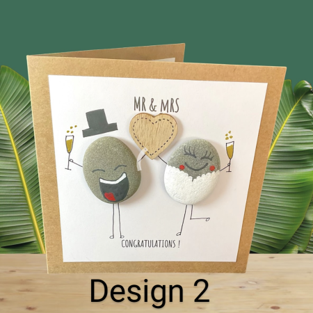 Mr & Mrs Wedding Pebble Art Card
