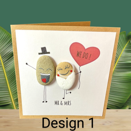 Mr & Mrs Wedding Pebble Art Card