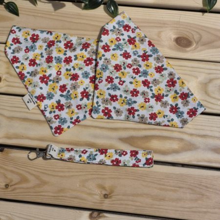 White Primrose Floral over the Collar Dog Bandana | 4 Sizes Available