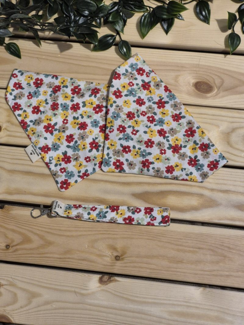 White Primrose Floral over the Collar Dog Bandana | 4 Sizes Available