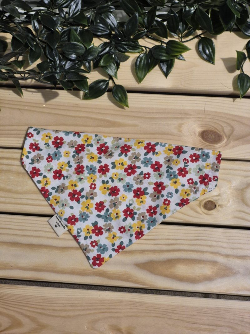 White Primrose Floral over the Collar Dog Bandana | 4 Sizes Available