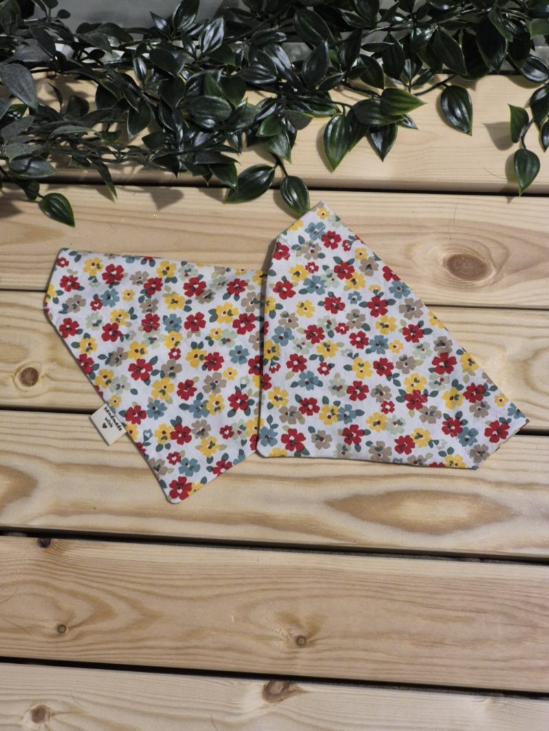 White Primrose Floral over the Collar Dog Bandana | 4 Sizes Available