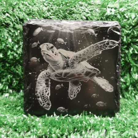 Turtle Slate Coaster, Sea, Ocean, Beach, Sealife, 100mm, Square,