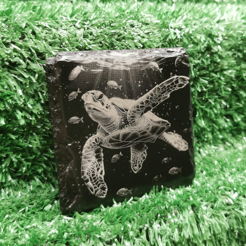 Turtle Slate Coaster, Sea, Ocean, Beach, Sealife, 100mm, Square,